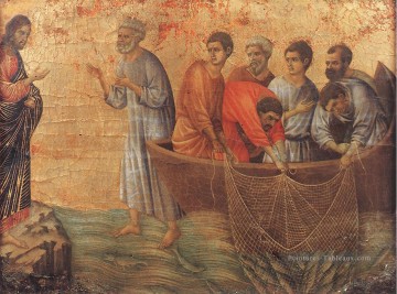 Apparence sur le lac Tibériade école siennoise Duccio Peinture à l'huile